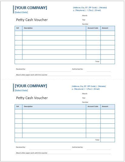 Check out the best receipt voucher format in excel now. Petty Cash Voucher Templates for MS Word | Word & Excel ...