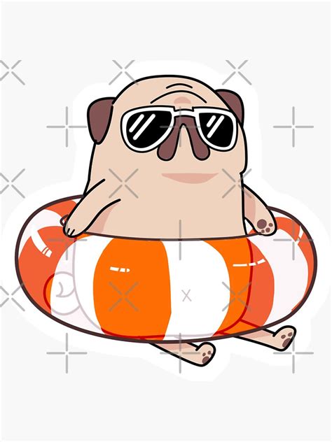 Summer Pug Sticker For Sale By Pugopolis Redbubble