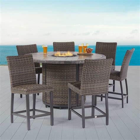 Agio Springdale 7 Piece Bar Height Fire Chat Patio Set Cover Costco Uk