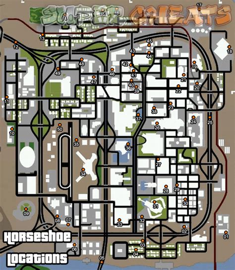 Horseshoe Locations Map Grand Theft Auto San Andreas Guide
