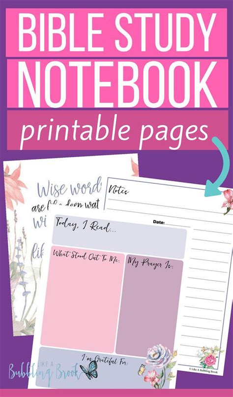 Bible Study Notebook Printable Pages Bubbling Brook Ministries