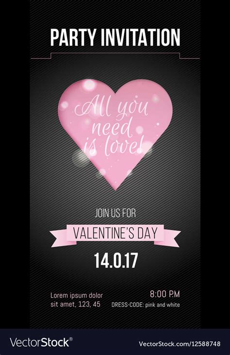 Valentines Day Party Invitation Design Royalty Free Vector