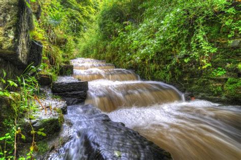 England Parks Waterfalls Shrubs Hdr Yarrow Valley Park Nature