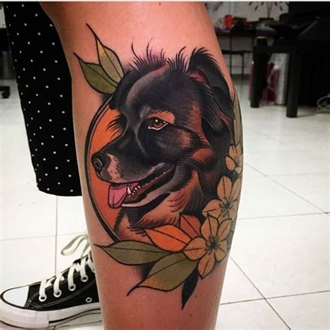 Neo Traditional Dog Portrait Tattoo Done By Our Artist