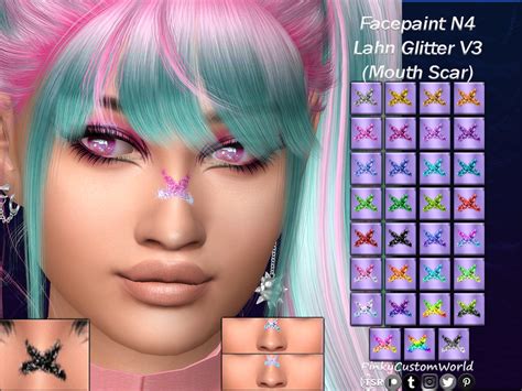 The Sims Resource Patreon Facepaint N4 Lahn Glitter V3 Mouth Scar