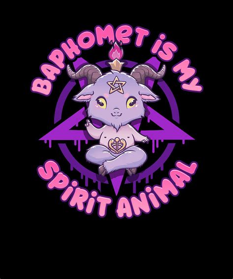Baphomet Is My Spirit Animal I Cute Satanic Goat Print Digital Art By