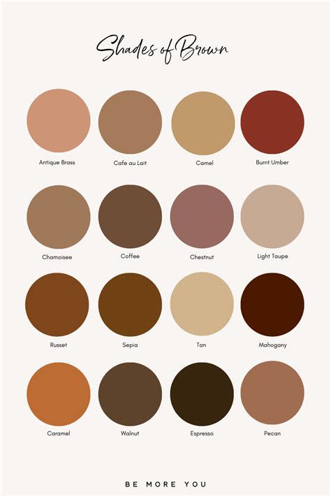 Brown Aesthetic Color Names 50 Brown Color Palettes Ideas Brown Color