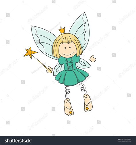 Cute Little Fairy Magic Wand Vector Vector De Stock Libre De Regalías