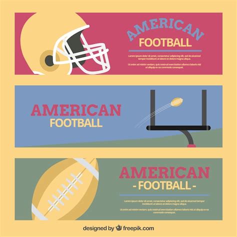 Free Vector Set Of Three American Football Banners In Retro Style