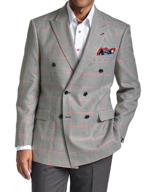 Silk And Wool Houndstooth Check Double Breasted Sport Coat Paul Fredrick