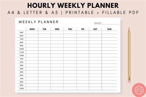 Hourly Weekly Planner Printable Gráfico Por Justbeyourself · Creative