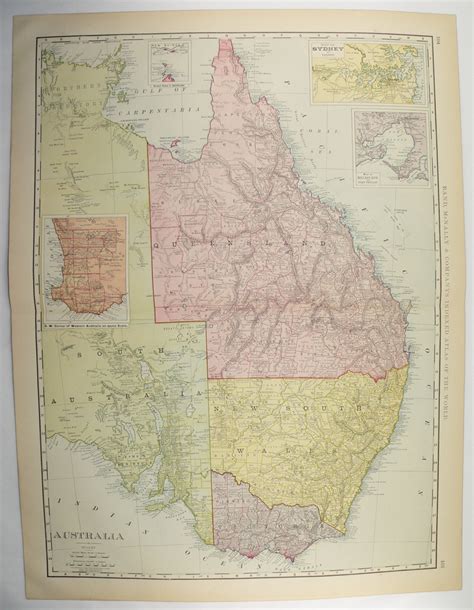 Large Vintage Map Of Australia 1901 Antique Australia Map Etsy