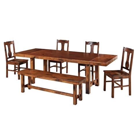 6 Piece Dark Oak Wood Dining Set