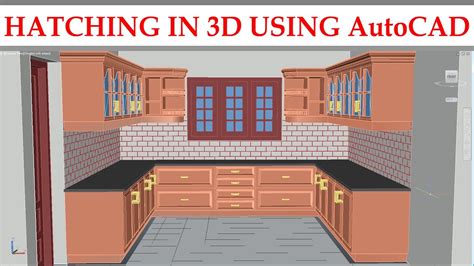 3d Kitchen Part 7 Hatching In 3d Using Autocad Youtube