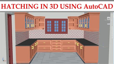 You can design the kitchen with accurate measurements in 2d and create a 3d model for viewing or a walkthrough. 3D KITCHEN PART- 7 | HATCHING IN 3D USING AUTOCAD - YouTube
