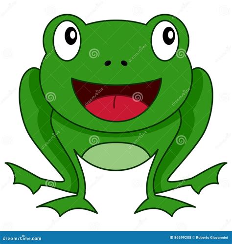 Cute Cartoon Green Frog Smiling Icon Stock Vector Illustration Of