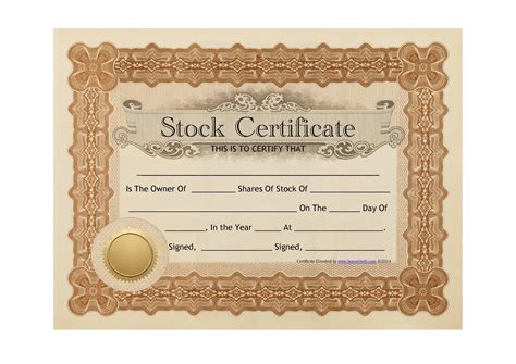 Printable Stock Certificate Template