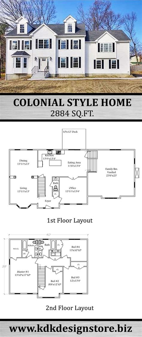 2884 Sqft Colonial Home Kdk Design Inc Colonial House Plans