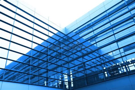 Modern Blue Glass Wall Of Office Building Stock Photo Image Of City