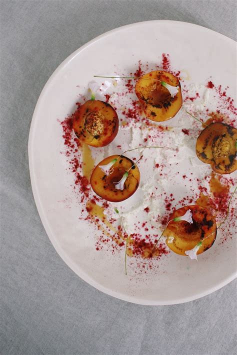 recipe — vanilla roasted nectarines with salted honey drizzle and labn tessuti