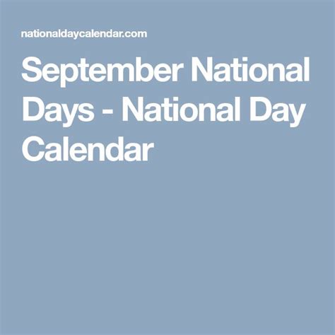 September National Days National Day Calendar National Days In