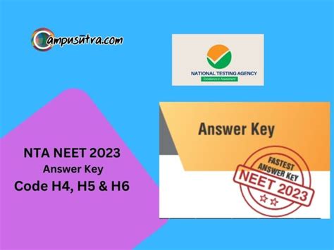 Neet Answer Key 2023 Code H4 H5 H6