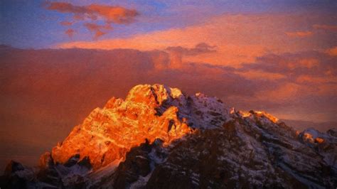 Wallpaper Landscape Painting Mountains Sunset Artwork Sunrise