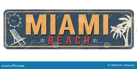 Isolated Illustration Of A Miami Beach Road Sign In Front Of A White