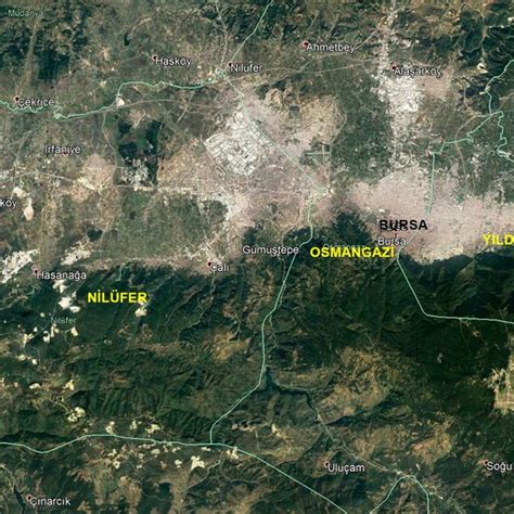 Locations Of Osmangazi Nil Fer And Yildirim Districts On Bursa Googe
