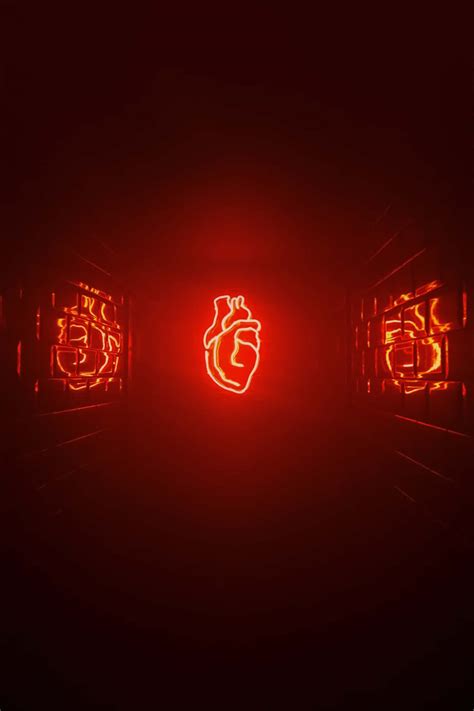 Download Neon Heart Sign In Dark Room Wallpaper