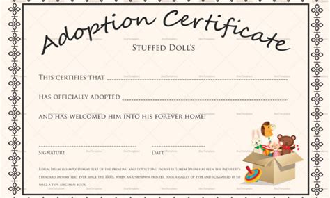 Blank Adoption Certificate Template