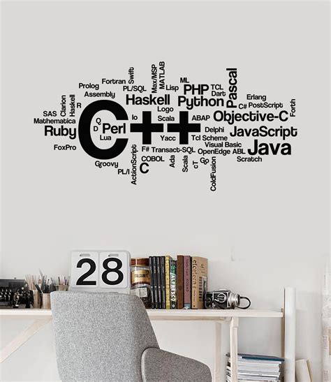 Vinyl Wall Decal Programming Languages Programmer Coder Geek Room Stic