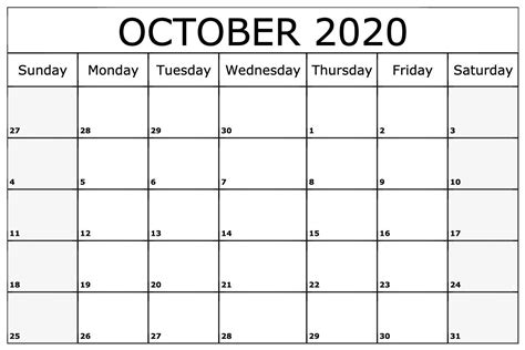 Free Printable Editable Calendar October 2020 Calendar Printables