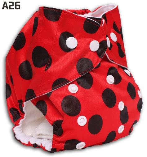 Red Background Black Circle Happy Flute Baby Printed Cloth Diapers Us6