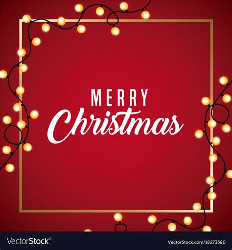 Merry Christmas Card Light Glowing Red Background Vector Image