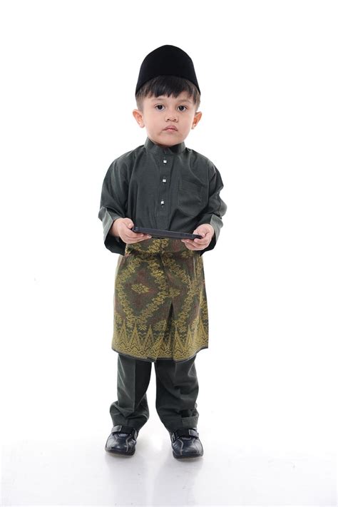 Baju Melayu Tenun Budak Dark Green Bmo 1980