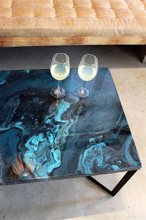 If the table were made of wood veneer over presswood or mdf i wouldn't feel so comfortable. Coffee Table #resin #marble #blue #lifestyle | Resin ...