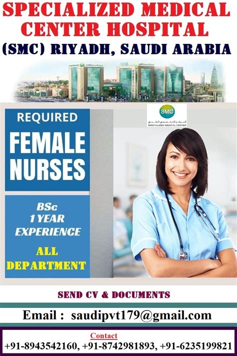 Required Female Nurses To Smc Hospital Riyadh Saudi Arabia Nedam Thozhil