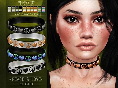 Blahberry Pancake Peace And Love Choker Los Sims 4 Download