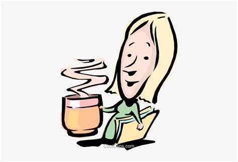 Cartoon Woman With A Cup Of Coffee Royalty Free Vector Woman Drinking