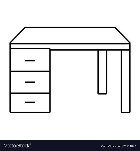 Desk Isolated Icon Black And White Royalty Free Vector Image