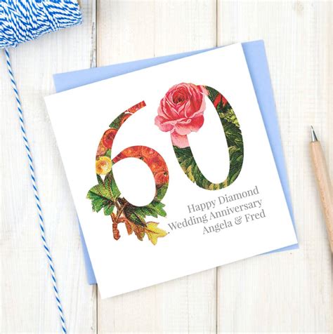 Personalised Diamond 60th Wedding Anniversary Card By Chi Chi Moi