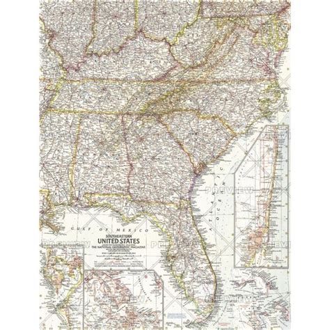 Southeastern United States Published 1958 Map Stanfords