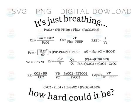 Respiratory Therapy Formulas, Respiratory Therapist SVG, RT SVG - Etsy