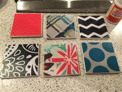 Coasters Made From 31 Fabric Swatches Mod Podge Ceramic Tiles Felt