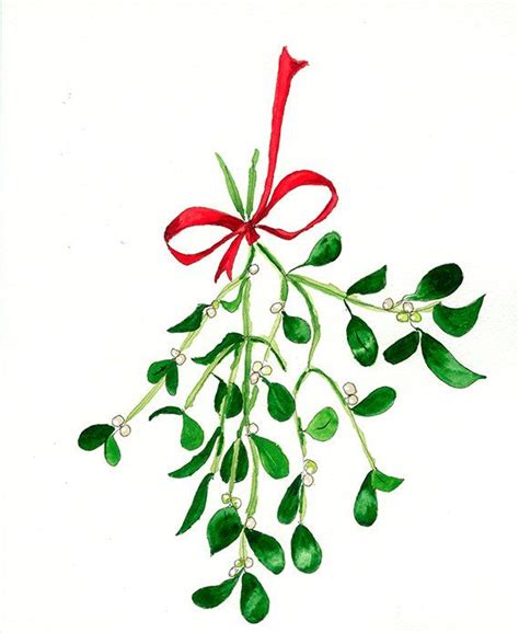 Oh Ho The Mistletoe Print From My Original Watercolor Pen And Etsy In
