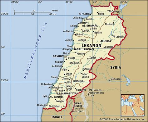 Map Of Lebanon And Geographical Facts Where Lebanon Is On The World