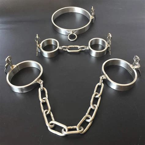 Pcs Set Stainless Steel BDSM Bondage Slave Collar Handcuffs Ankle Cuffs Adult Games Torture