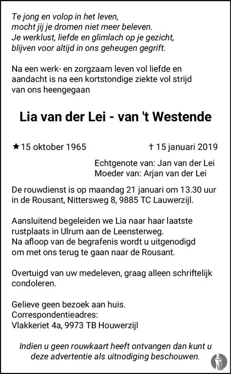 Lia Van Der Lei Van T Westende 15 01 2019