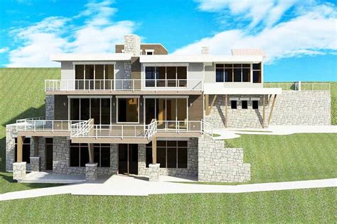 Plan 290025iy Modern House Plan For A Sloping Lot Modern Style House